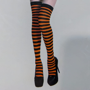 Over The Knee Socks Striped Orange Black