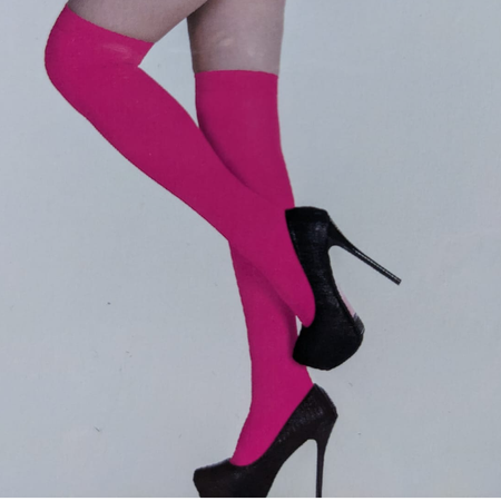 Over The Knee Socks Striped Neon Pink