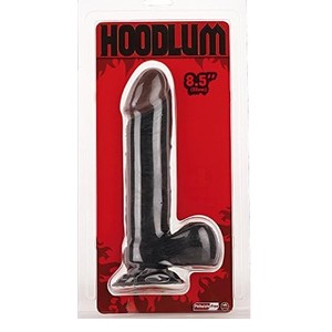 Hoodlum 8.5 דילדו PVC שחור ריאליסטי גדול עם אשכים 23 ס"מ