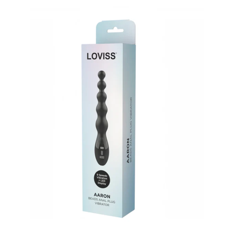 Aaron פלאג אנאלי רוטט בעיצוב חרוזים שחורים Loviss