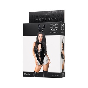 Glossy Stacy Erolanta בגד גוף שחור לבן