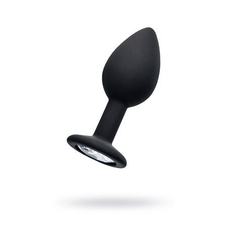 POPO rhinestone butt plug S פלאג סיליקון שחור