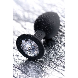 POPO rhinestone butt plug S פלאג סיליקון שחור