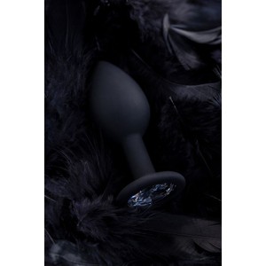 POPO rhinestone butt plug S פלאג סיליקון שחור