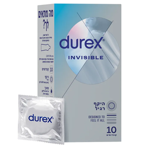 10 קונדומים דקים במיוחד עם סיכוך סיליקון Durex INVISIBLE