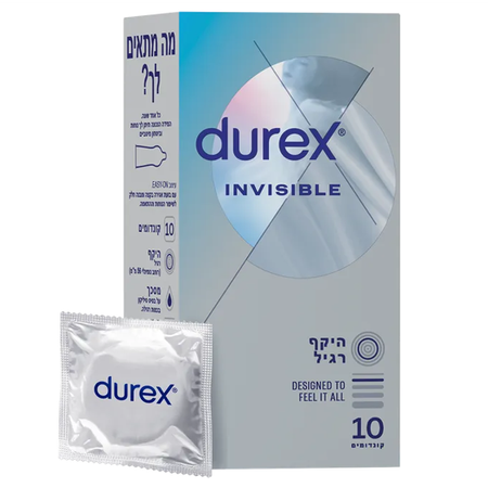 10 very thin condoms with Durex INVISIBLE silicone shielding 10 ultra-thin condoms with silicone shielding