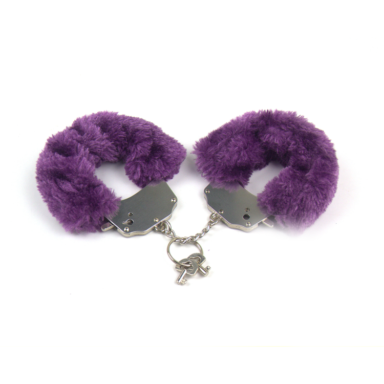 אזיקי מתכת עם כיסוי פרווה סגולה Roomfun