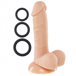 Cloud 9 Pro Sensual דילדו מציאותי בהיר עם 3 טבעות פין 15.2 ס"מ