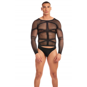 Cam Boy סט תחתון וחולצה עם פסים לגבר - שחור