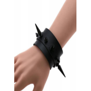 Black Long Studded Leather Bracelet