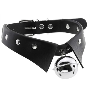 Black Collar with Studs and Bell