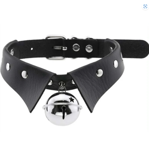 Black Collar with Studs and Bell