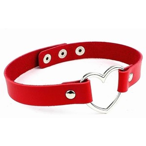 Sexy Choker with Heart Ring - red