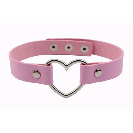 Sexy Choker with Heart Ring - Pink