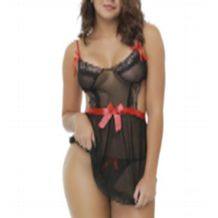 בייבידול שחור-אדום סקסי עם פפיון Mia