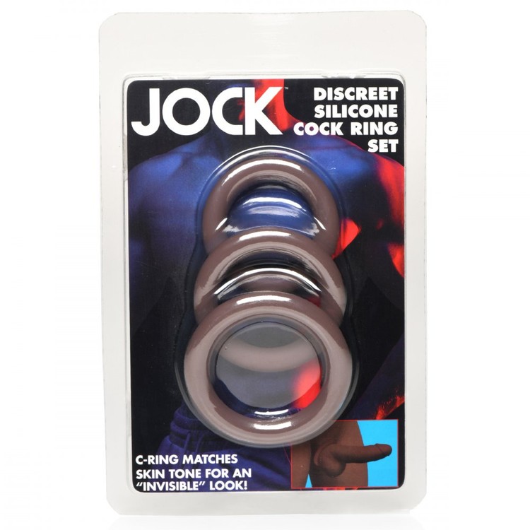 Jock Discreet סט טבעות פין דיסקרטיים מסיליקון בצבע עור כהה
