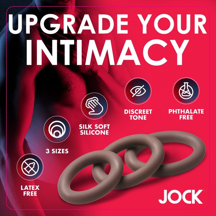 Jock Discreet סט טבעות פין דיסקרטיים מסיליקון בצבע עור כהה