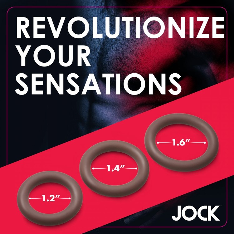 Jock Discreet סט טבעות פין דיסקרטיים מסיליקון בצבע עור כהה