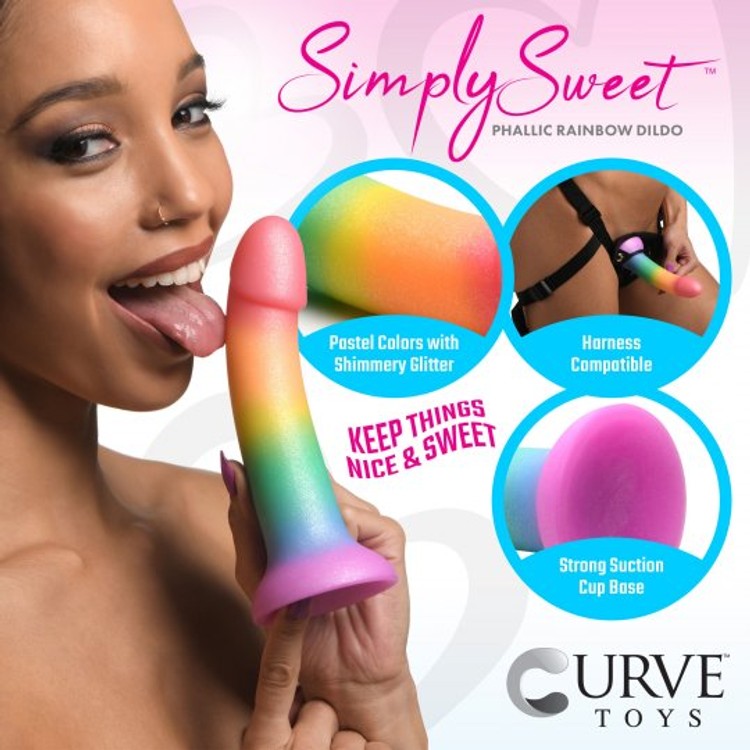 ​דילדו צבעי קשת חלק חצי מציאותי Simply Sweet​