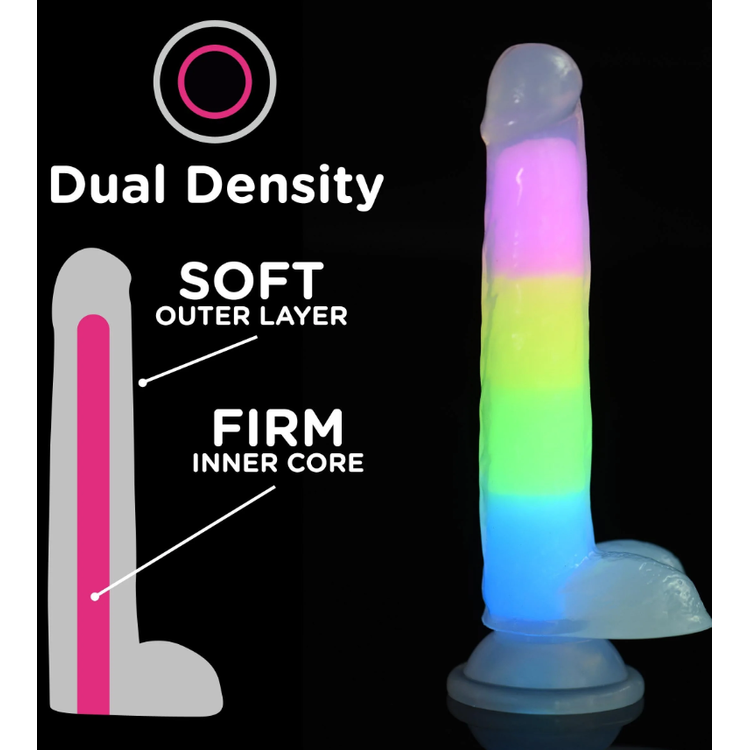 דילדו צבעוני זוהר בחושך Glow-in-the-Dark Rainbow​