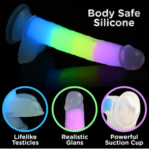 דילדו צבעוני זוהר בחושך Glow-in-the-Dark Rainbow​