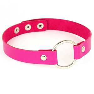 Slim Collar with Ring - pink