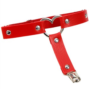 Vegan Leather Garter with Heart Ring - in Colors