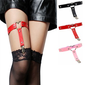 Vegan Leather Garter with Heart Ring - in Colors