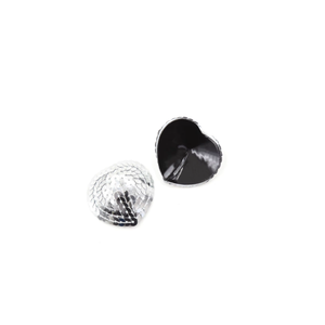 Heart-shaped silver sequined nipple covers