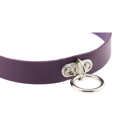 Thin Fabric Collar with O Ring - Purple