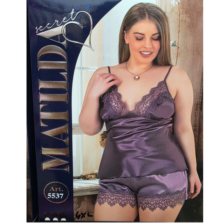 סט גופיה ומכנסון סגול מעוטרים תחרה עדינה MATILDA LINGE