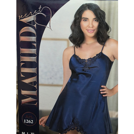 כותונת כחולה סקסית עם עיטורי פרחים