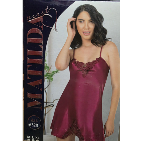 כותונת בורדן סקסית עם עיטורי פרחים