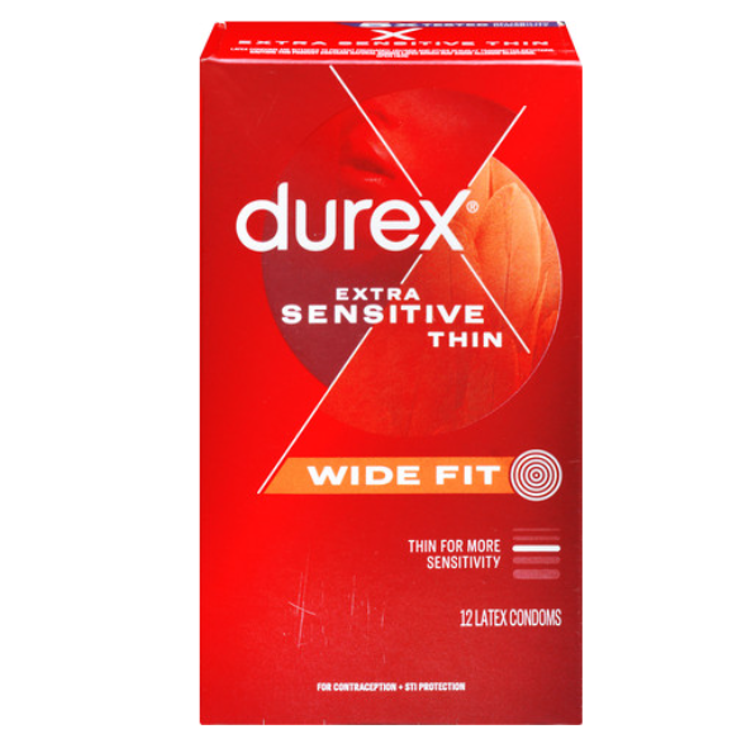 Durex Extra Senstive Thin קונדומים דקים ורחבים - Wide fit