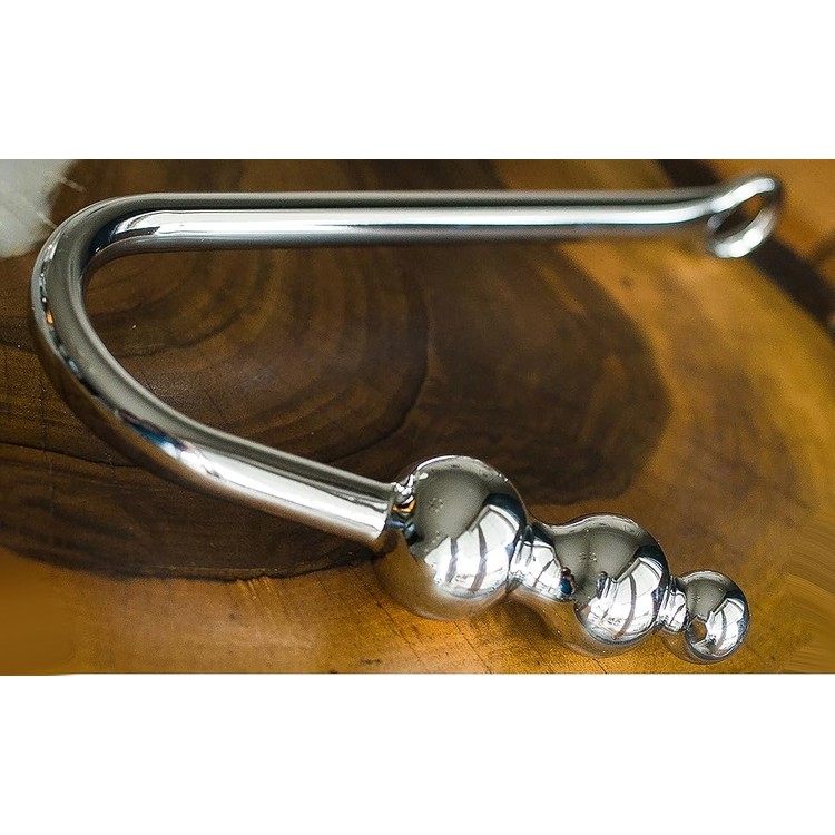 קרס מתכת אנאלי עם 3 חרוזים