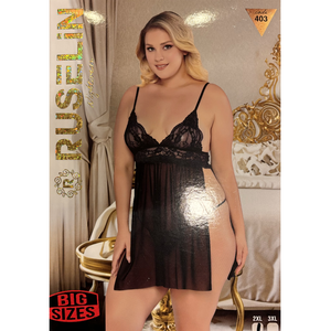 בייבידול שחור תחרה פתוח בצדדים 2XL Ruselin