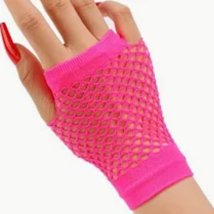 כפפות רשת קצרות ורודות