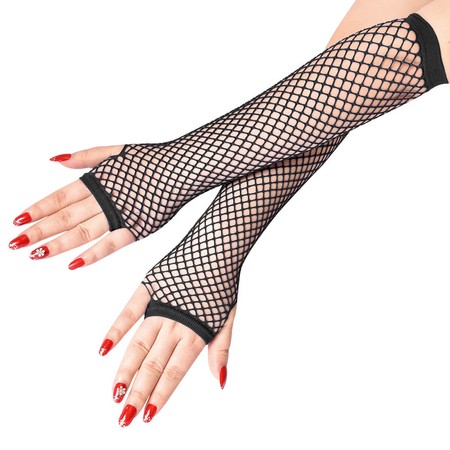Black mesh gloves with bare fingers
