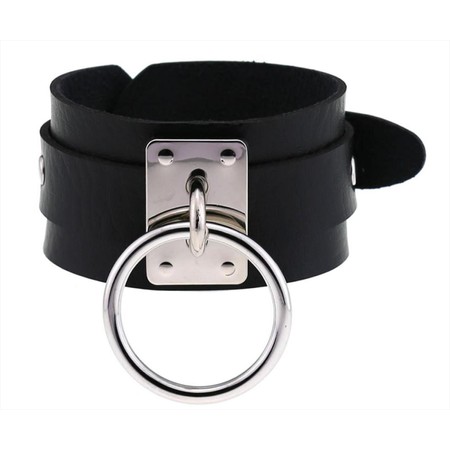 Faux Leather Slave Collar 4.5 cm Thick with Ring