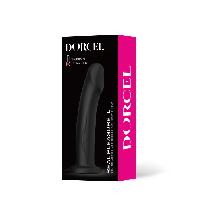 Real Pleasure  - דילדו רגיש לטמפרטורות - 19.5 ס"מ צבע שחור Dorcel​​