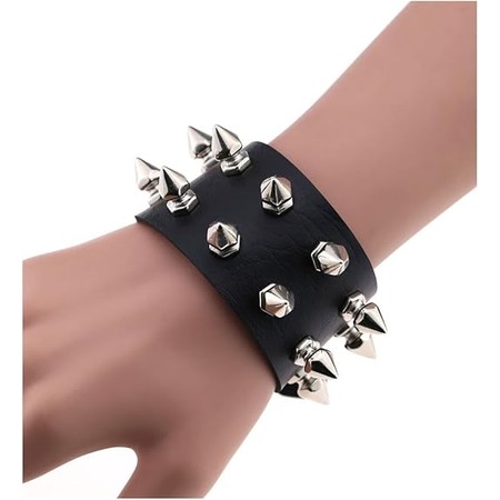 צמיד דאבל ניטים כסופים גותי