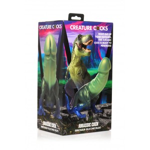 Jurassic Cock דילדו דינוזאור ירוק מסיליקון Creature Cocks