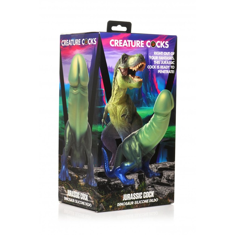 Jurassic Cock דילדו דינוזאור ירוק מסיליקון Creature Cocks