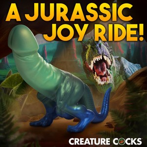 Jurassic Cock דילדו דינוזאור ירוק מסיליקון Creature Cocks