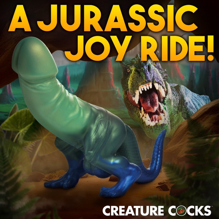 Jurassic Cock דילדו דינוזאור ירוק מסיליקון Creature Cocks