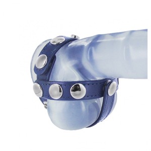 C&B Harness רתמת טבעת פין עור כחול Strict Leather