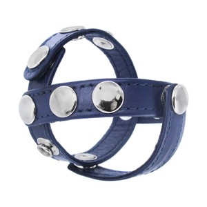 C&B Harness רתמת טבעת פין עור כחול Strict Leather