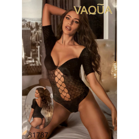 בגד גוף שחור עם שרוולים VAQUA ​