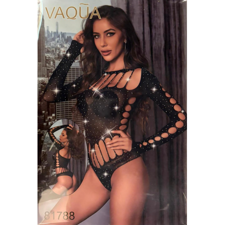 בגד גוף שחור עם שרוולים VAQUA ​