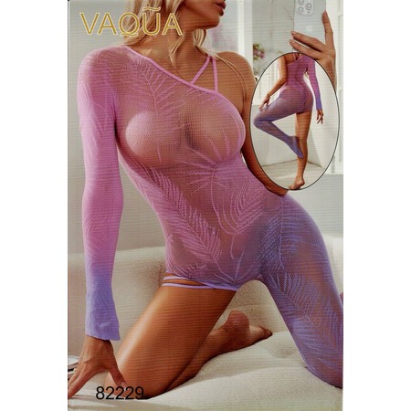 VAQUA Asymmetrical Ombre Pink-Lilac Mesh Bodysuit